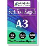 ArtMaster A3 Sertifika Kağıdı 25 Adet 300 Gram Kalın Fotokopi Kağıdı Tüm Yazıcılara Uyumlu 29.7X42 cm Kalın Baskı Kağıdı - 1
