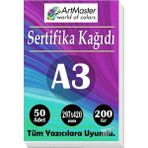 ArtMaster A3 Sertifika Kağıdı 50 Adet 200 Gram Kalın Fotokopi Kağıdı Tüm Yazıcılara Uyumlu 29.7X42 cm Kalın Baskı Kağıdı - 1