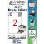 ArtMaster A4 Hazır Beyaz Etiket 199.6X143.5MM 100 Sayfa 1 Paket 2 Li Kendinden Yapışkanlı Fotokopi Lazer Inkjet Kağıdı Yazıcılara - Standart