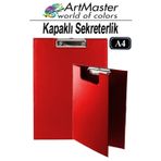 ArtMaster A4 Kırmızı Kapaklı Sekreterlik 1 Adet Renkli Klipsli Metal Mekanizmalı 80 Yaprak Kapasiteli Ofis Büro