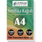 ArtMaster A4 Sertifika Kağıdı 100 Adet Gramajlı Fotokopi Kağıdı 120 gr Tüm Yazıcılara Uyumlu 21X29.7 cm Kalın Baskı Kağıdı Kalın