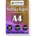 ArtMaster A4 Sertifika Kağıdı 50 Adet Gramajlı Fotokopi Kağıdı 160 gr Tüm Yazıcılara Uyumlu 21X29.7 cm Kalın Baskı Kağıdı Kalın