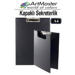 ArtMaster A4 Siyah Kapaklı Sekreterlik 1 Adet Renkli Klipsli Metal Mekanizmalı 80 Yaprak Kapasiteli Ofis Büro