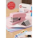 ArtMaster Açık Pembe Zımba Makinesi 24/6 1 Adet Fixpoint P-4529 Pastel Renkler Büyük Zımba Makinası ve Teli 15 20 Sayfa Ofis Büro - Standart