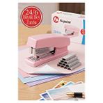 ArtMaster Açık Pembe Zımba Makinesi 24/6 1 Adet Fixpoint P-4529 Pastel Renkler Büyük Zımba Makinası Ve Teli 15 20 Sayfa Ofis Büro