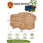 ArtMaster Ahşap Boyama Otobüs 12 Adet 10X15CM Araba Boyama Figürü Etkinlik Çoçuk Gelişim Motor Beceri Kreş Anasınıfı - Standart - Naturel