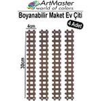 ArtMaster Ahşap Maket Çit 30X4 cm Boyanabilir 4 Adet Minyatür Bahçe Çiti Dekoratif Tasarım Okul Hobi Proje - Naturel - Standart