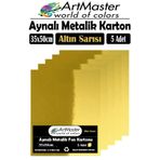Artmaster Altın Sarı Renkli 35x50 Metalik Aynalı Fon Kartonu 5 Adet 1 Paket Metalik Aynalı Fon Karto