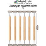 ArtMaster Alüminyum Kabartma Kalemi Ahşap 6 Lı Set 1 Paket Aliminyum Folyo Kabartma Gravür Noktalama Kalemi Çift Uçlu Izleme - Standart - Naturel