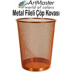 ArtMaster Bakır Yaldız Çöp Kovası Paslanmaz Çelik Fileli 1 Adet Ofis Büro Okul Çöp Kovası Metal Delikli Kolay Kullanım - 3 lü - Standart