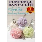 ArtMaster Banyo Lifi Ponponlu 1 Adet Ince Fileli Esnek ve Yumuşak Banyo Lifi Duş Banyo Kesesi Kaliteli Top Lif - Çok Renkli - 14cm - Standart