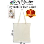 ArtMaster Bez Çanta 30X40CM 1 Adet Boş Boyanabilir Baskısız Bez Çanta Kulplu Ham Bez Çanta Boyama Çantası Etkinlik Okul Kreş - Beyaz - Standart