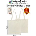 ArtMaster Bez Çanta 30X40CM 2 Adet Boş Boyanabilir Baskısız Bez Çanta Kulplu Ham Bez Çanta Boyama Çantası Etkinlik Okul Kreş - Beyaz - Standart - 1