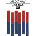 ArtMaster Çubuk Mıknatıs 6 Adet Deney Malzemesi Kırmızı Mavi Boyalı Okul Projeleri Için I Şekilli Manyetik Çubuk Mıknatıs - Kırmızı - Mavi - 3x50x15 - Standart