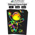 ArtMaster Gökkuşağı Kazıma Kağıdı Sihirli A4 10 Yaprak 1 Paket 20X30 cm Sihirli Kazıma Kağıt Siyah Rainbow Paper Resim - Standart
