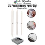 ArtMaster Gölgelendirme Kalemi Pastel Dağıtıcı 3 Lü 1 Paket ve 1 Adet Hamur Silgi Kalemi Kara Kalem Dağıtıcı Kalem Kaynaştırma - Standart - Beyaz