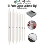 ArtMaster Gölgelendirme Kalemi Pastel Dağıtıcı 6 Lı 1 Paket ve 1 Adet Hamur Silgi Kalemi Kara Kalem Dağıtıcı Kalem Kaynaştırma - Standart - Beyaz