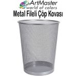 ArtMaster Gümüş Gri Çöp Kovası Paslanmaz Çelik Fileli 1 Adet Ofis Büro Okul Çöp Kovası Metal Delikli Kolay Kullanım - Gümüş - Gri - 3 lü - Standart