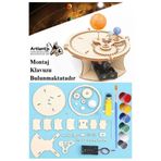 Artmaster Güneş Dünya Ay Modeli Otomatik Pilli 1 Paket Ahşap Dünya Güneş Ay Maketi Haraketli Boyanabilir Deney