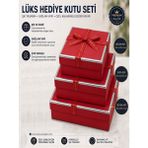 ArtMaster Kırmızı Hediye Kutusu 3 Lü 1 Paket K-1148 Boş Hediye Kutusu 3 Lü Sevgiliye Özel Kurdelalı Kutu Karton Kutu Hatıra Kutusu - Standart