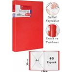 ArtMaster Kırmızı Sunum Dosyası 40 Lı 1 Adet Poşet Dosyalı Katalog Dosyası 40 Poşetli Kendinden Dosya Plastik Kapaklı - Standart