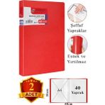ArtMaster Kırmızı Sunum Dosyası 40 Lı 2 Adet Poşet Dosyalı Katalog Dosyası 40 Poşetli Kendinden Dosya Plastik Kapaklı - Standart