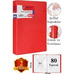 ArtMaster Kırmızı Sunum Dosyası 80 li 2 Adet Poşet Dosyalı Katalog Dosyası 80 Poşetli Kendinden Dosya Plastik Kapaklı