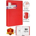 ArtMaster Kırmızı Sunum Dosyası 80 Li 3 Adet Poşet Dosyalı Katalog Dosyası 80 Poşetli Kendinden Dosya Plastik Kapaklı - Standart