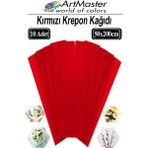 ArtMaster Krapon Kağıdı Kırmızı Renk 10 Adet 50X200 cm Grapon Kağıdı 10'lu Okul Proje Sınıf Anaokulu Kreş Süsleme - 50x200cm - Standart