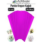 ArtMaster Krapon Kağıdı Pembe Renk 10 Adet 50X200 cm Grapon Kağıdı 10'lu Okul Proje Sınıf Anaokulu Kreş Süsleme - 50x200cm - Standart