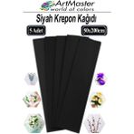 ArtMaster Krapon Kağıdı Siyah Renk 5 Adet 50X200 cm Grapon Kağıdı 5'li Okul Proje Sınıf Anaokulu Kreş Süsleme - 50x200cm - Standart