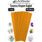ArtMaster Krapon Kağıdı Turuncu Renk 5 Adet 50X200 cm Grapon Kağıdı 5'li Okul Proje Sınıf Anaokulu Kreş Süsleme - 50x200cm - Standart