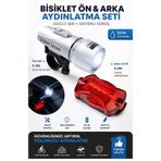 Artmaster Led Işıklı Bisiklet Ön ve Arka Aydınlatma Işığı 1 Paket K-4414 Bisiklet Ön Far ve Arka Stop Lambası