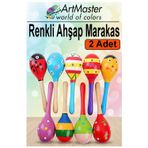 ArtMaster Marakas Renkli Ahşap 2 Li Set Çıngıraklar Eğlenceli Marakas Renkli Müzik Aksesuarları Çocuk Eğitici Oyuncak