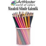 ArtMaster Masaüstü Metal Silindir Kalemlik 1 Adet Fileli Perfore Açık Pembe Kalemlik Kağıtlık Düzenleyici Büro Ofis Okul - Standart