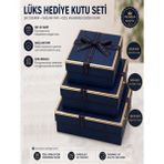 ArtMaster Mavi Hediye Kutusu 3 Lü 1 Paket K-1148 Boş Hediye Kutusu 3 Lü Sevgiliye Özel Kurdelalı Kutu Karton Kutu Hatıra Kutusu - Standart