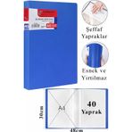 ArtMaster Mavi Sunum Dosyası 40 lı 1 Adet Poşet Dosyalı Katalog Dosyası 40 Poşetli Kendinden Dosya Plastik Kapaklı