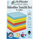 ArtMaster Mikrofiber Temizlik Bezi 8 Adet Renkli Mikrofiber Bez 40X40CM Mutfak Bezi Kurulama Bezi Cam Bezi Leke Tutmaz Iz Bırakmaz - Standart