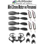 ArtMaster Mini Drone Motor ve Pervanesi 4 Adet Dc Motor Yüksek Hızlı Çekirdeksiz Pervane Kanatı Helikopter Uçak Drone Deney Okul - Siyah - Standart