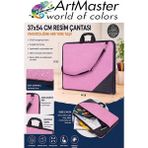 ArtMaster Pembe Resim Çantası Kumaş 37X54 cm 1 Adet Teknik Resim Dosya Çantası 35X50 cm Askılı Bez Proje Çantası Fermuarlı Okul - 37x54cm - Standart