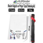ArtMaster Proje Tüpü Dar 1 Adet 50X70 cm Resim Kağıdı 50 Adet Bazuka Proje Tüpü Silindir ve Resim Kağıdı Seti Çizim Seti - Renkli - 50x70cm - Standart