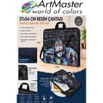 ArtMaster Resim Çantası Desenli Kumaş 37X54 cm 1 Adet ART01 Teknik Resim Dosya Çantası 35X50 cm Askılı Proje Çantası Fermuarlı - Çok Renkli - Standart