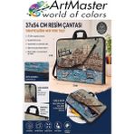 ArtMaster Resim Çantası Desenli Kumaş 37X54 cm 1 Adet ART05 Teknik Resim Dosya Çantası 35X50 cm Askılı Proje Çantası Fermuarlı - Çok Renkli - Standart