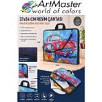 ArtMaster Resim Çantası Desenli Kumaş 37X54 cm 1 Adet ART07 Teknik Resim Dosya Çantası 35X50 cm Askılı Proje Çantası Fermuarlı - Çok Renkli - Standart