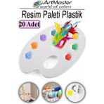 ArtMaster Resim Paleti 20 Adet Plastik Boyama Paleti Godeli Ressam Paleti Akrilik Boya Guaj Boya Suluboya Resim Yapma Boya Paleti - Standart - Beyaz