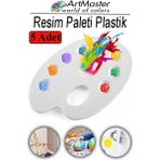 ArtMaster Resim Paleti 5 Adet Plastik Boyama Paleti Godeli Ressam Paleti Akrilik Boya Guaj Boya Suluboya Resim Yapma Boya Paleti - Standart - Beyaz