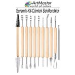 ArtMaster Seramik Kil Çömlek Şekillendirici 11 Parça Ahşap Saplı 1 Paket Oyma ve Temizleme Modelaj Seramik Seti