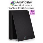 Artmaster Siyah Renkli Mukavva 35x50 cm 10 Adet 1 Paket Renkli Sert Karton 1.0 mm Anasınıfı Hobi Etkinlik Okul