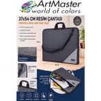 ArtMaster Siyah Resim Çantası Kumaş 37X54 cm 1 Adet Teknik Resim Dosya Çantası 35X50 cm Askılı Bez Proje Çantası Fermuarlı Okul - 37x54cm - Standart