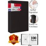 ArtMaster Siyah Sunum Dosyası 100 Lü 2 Adet Poşet Dosyalı Katalog Dosyası 100 Poşetli Kendinden Dosya Plastik Kapaklı - Standart